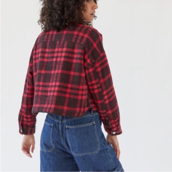 BDG Urban Outfitters Skye Plaid Shirt Jacket in Red and Black Size Medium - Picture 4 of 10